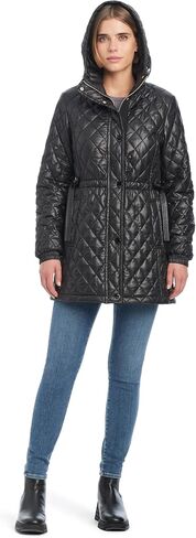 kate spade new york Women's Water Resistant Quilted Hooded Jacket with Adjustable Waist in Saudi Arabia