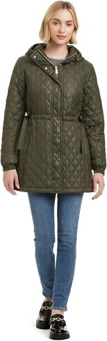 kate spade new york Women's Water Resistant Quilted Hooded Jacket with Adjustable Waist in Saudi Arabia