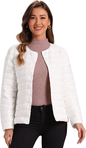 Allegra K Women's Puffer Jacket Lightweight Button Down Packable Long Sleeve Coat in Saudi Arabia