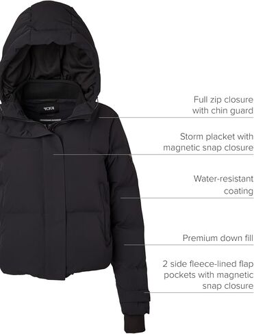 TUMI Women's Down-Filled Quilted Cropped Puffer Coat - Jacquard Collar Coat with Magnetic Closures & Storm Cuffs in Saudi Arabia