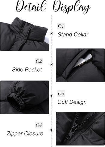 Flygo Womens Cropped Puffer Jacket Zip Up Stand Collar Lightweight Quilted Padded Down Winter Warm Jackets Coats with Pockets in Kuwait