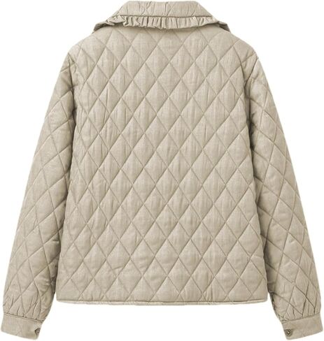 Women's Quilted Lightweight Jackets Long Sleeve Winter Cropped Cotton Padded Coat Jacket Tie Front Puffy Outwear in Saudi Arabia