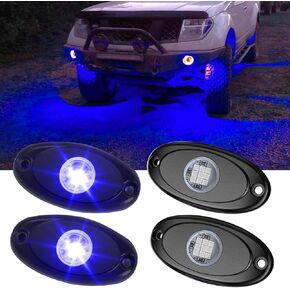 4 Pods White LED Rock Lights,Waterproof Aluminum Car Wheel Lights,Underglow Wheel Fender Well Lighting Kits,12V Rock Lights for Trucks ATV UTV RZR SUV Boat Off-Road,9 LEDs