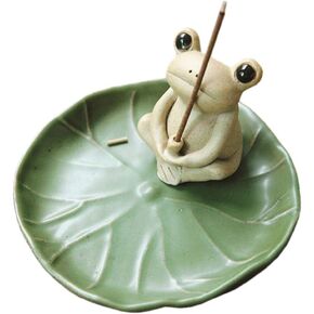 Sizikato Cute Frog Incense Burner Incense Holder with Lotus Leaf Tray.