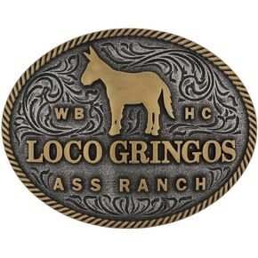 Montana Silversmiths Officially Licensed Whiskey Bent Loco Gringos Oval Western Belt Buckle