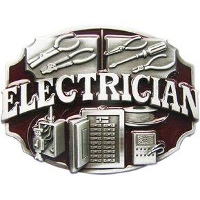 JEAN'S FRIEND Antique Red Enamel Electrician Trades Tradesman Belt Buckle also Stock in US