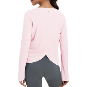 BALEAF Women's Long Sleeve Workout Tops Athletic Shirts Split Back Running Gym Quick Dry Sun Protection UPF 50+