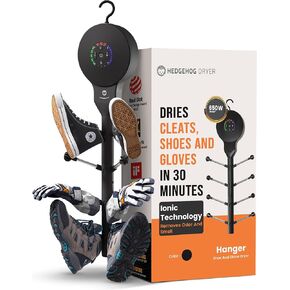 Hedgehog Hanger Shoe Dryer and Deodorizer for Sneakers, Gloves & Mittens – Rapid 4 Pair Shoes Dryer with Ionic i3 Turbo Technology, Turbocharged Drying, Silent & Tornado Mode, Adjustable Heat, Black