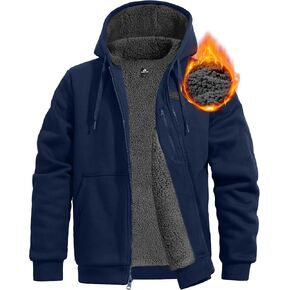 Pioneer Camp Men's Sherpa Lined Hoodie Full Zip Up Heavyweight Hooded Jacket Sweatshirt Fleece Fall Winter Coat with Pocket