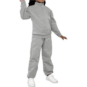 Floerns Girl's 2 Piece Outfit Half Zip Sweatshirts with Jogger Pants Tracksuit Sets