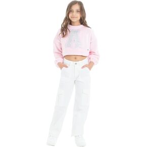 جينز بناتي عالي الارتفاع Cargo Bootcut متعدد الألوان - جينز للمراهقين للمناسبات غير الرسمية