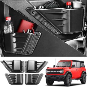 LEPZ 4PCS Front and Rear Door Storage Pockets Compatible for Ford Bronco Accessories,Door Side Organizer Box Fit Bronco 4-Door 2021 2022 2023 2024, Interior Storage Expansion Organizer Accessory