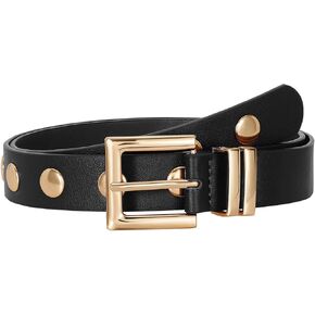 JASGOOD Women Fashion Leather Belt Ladies Studded Belt Punk Leather Belt for Jeans Pants Dresses