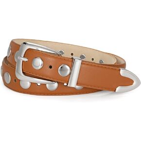 JASGOOD Women Leather Belt Fashion Studded Belt Ladies Punk Belt Vintage Leather Belt for Jeans Dress