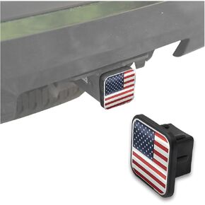 AICEL 2 Inch Trailer Hitch Cover, USA American Flag Plug Cap Fits 2" Receivers, Square Mouth Tow Receiver Tube Dust-Proof Plug Insert Cover, Car Exterior Accessories for Truck Trailer ATV
