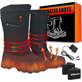 Winter Thermal Snow Boots for Men & Women,Electric Heating Boots Foot Warmers Waterproof Rechargeable Heated Boots,Lightweight Outdoor Tall Warm Boots