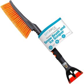 BIRDROCK HOME Snow Brush with Detachable Ice Scraper for Car - Flexible Snow Remover and Windshield Cleaning Tool with Wide Bristle Brush - Winter Sweeper for Auto, SUV - Size: 24" L x 9" W - 1 Pack