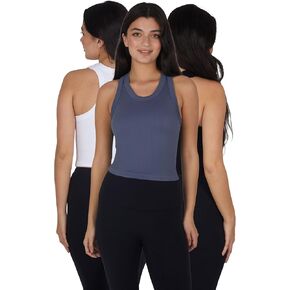 90 Degree By Reflex Womens 3 Pack Seamless Ribbed Tricolor Trio Meet and Greet Tank