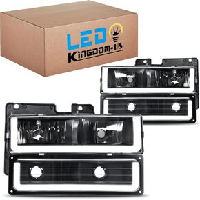 LEDKINGDOMUS Headlight Assembly, DOT-certified, Compatible with 2002 2003 2004 2005 Dodge Ram 1500 2500 3500 Pickup Headlamps Replacement Black Housing Amber Reflector Clear Lens