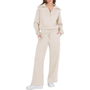 Prinbara Women 2 Piece Outfits Lounge Sets 2024 Winter Oversized Sweatshirt Wide Leg Pant Casual Matching Sweat Set Tracksuit