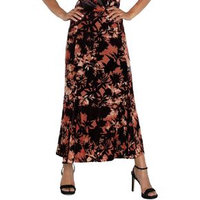 Liverpool Women's Fit & Flare Pull on Skirt with Lining Mid Rise Burnout Velvet Knit
