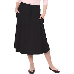 Kosher Casual Women’s Modest Lightweight Mid-Calf A-Line Skirt with On Seam Pockets