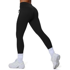 Aoxjox High Waisted Workout Mila Leggings for Women Tummy Control Drawcord Yoga Pants