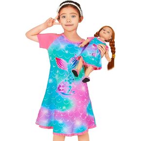 Play Tailor Girls Nightgowns Girl and Doll Matching Outfits Princess Pajamas Night Dress for Kids 18" Dolls Clothes