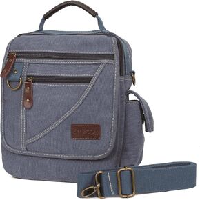 Men Purse Shoulder Small Crossbody Canvas Messenger Tote Side Travel Bag Detachable Strap