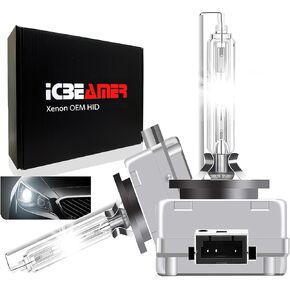 ICBEAMER 6000K D2S D2C D2R Xenon HID | Direct Plugin | Replace 66040, 66240, 85122 OEM Headlight Low Beam Light Bulbs | [Diamond White] | 2 Pcs