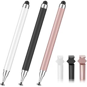 3 in 1 Stylus Pen for Touchscreen,iPad,iPhone,Stylus Pen with Holder Function,High Precision & Sensitivity, Compatible for iPad/Android Tablets, Laptop and Touchscreens(Black/White/Rose Gold)