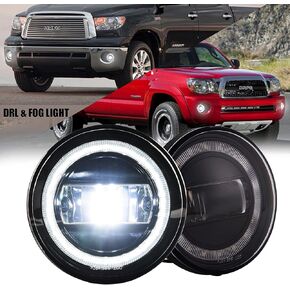 LED Fog Light Assembly with DRL for Tacoma 2005-2011/ Tundra 2007-2012/ Solara 2004-2006, Bumper Driving Fog lamp Plug and Play 2Pcs Fog Lights