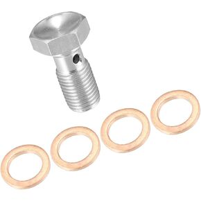 Banjo Bolt Brake Fitting Adapter Kit 3 an 3/8"x24 Brake Line Thread Single Banjo Bolt with 4 Copper Washers Replacement