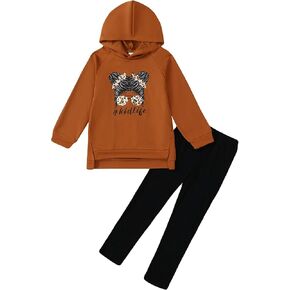 Toddler Girl Clothes 3-8y Long-Sleeved Sweatshirt Cute Graphic Print Hoodie Toddler Girl Solid Color Sweatpants