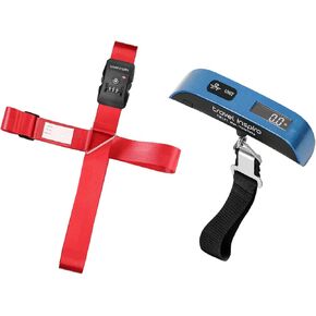 Travel Inspira TSA Approved Luggage Strap - Adjustable Length with Combination Lock and Digital Luggage Scale 110 Pounds, Battery Included