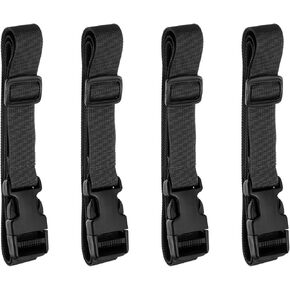 HARFINGTON 4pcs Luggage Straps 1" x 118" Utility Multi-Purpose Luggage Connector Strap Nylon Adjustable Suitcase Belt with Buckle for Travel Outdoor Bag Luggage Packing Accessories, Black