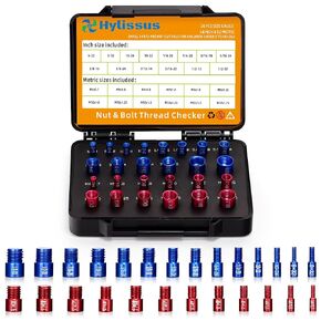 44pcs Nut and Bolt Thread Checker Standard and Metric Set Thread Identifier Screw Size Gauge 23 Inch & 21 Metric for Detecting Fixed Bolts or Threaded Holes in Enclosed Areas