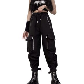 Womens Cargo Pants with Pockets Goth Clothes Multi-Pocket Emo Pants
