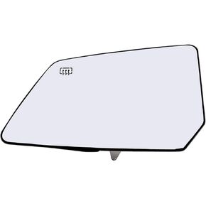 Driver Side Mirror Glass Assembly With Plastic Backing Plate Heated Compatible with 2009-2016 Chevy Traverse, 2007-2017 GMC Acadia, 2007-2010 Saturn Outlook