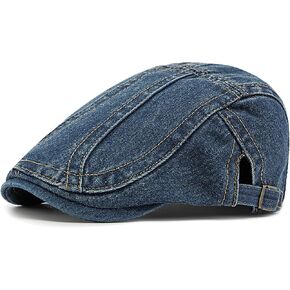 XYIYI Men Denim Newsboy Cap Women Cotton Flat Ivy Gatsby Cabbie Driving Berets Hat