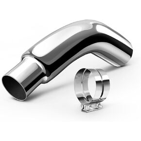 Exhaust Tip, 5 Inch Diesel Exhaust Tip Elbow Tip with a Clamp, 5'' Inlet 6'' Outlet Chromed Exhaust Tip for Pickups, Trucks and Cars
