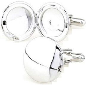 MRCUFF Locket Round Photo Picture Pair Cufflinks in a Presentation Gift Box & Polishing Cloth