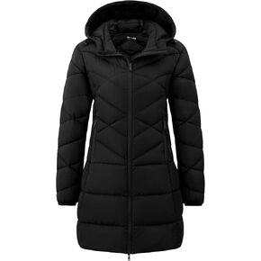 Wantdo Women's Packable Down Jacket Light Weight Puffer Coat Hip-Length Winter Coat