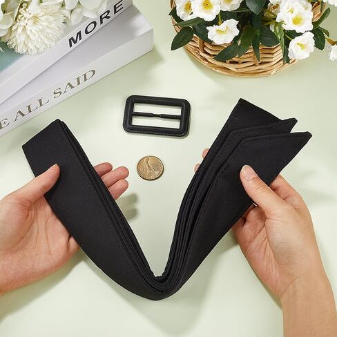 GORGECRAFT Women Trench Coat Belt 67 Inch Black Polyester Waistband Replacement Wind Coat Wide Tie Waist Belt Band Adjustable Buckle Belts for Shirt Dress Robe Pajamas Windbreaker Overcoat Jacket in Kuwait