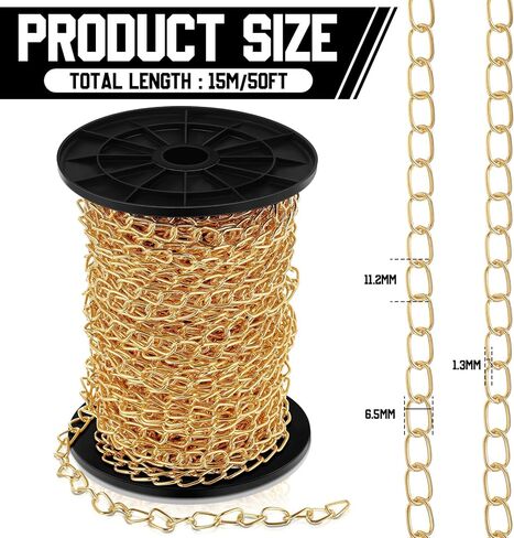 100 ft Jack Chain Galvanized Steel Hanging Chain Link Chain Black Chain Roll Chain Spool Metal Light Fixture Chain for Bird Feeders, Overhead Lights, Artworks, Flowerpots (1.3mm) in Kuwait