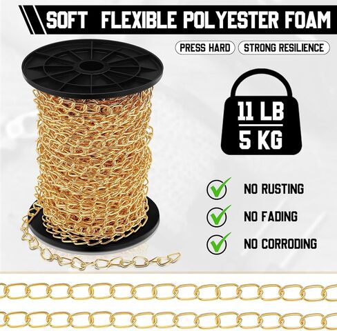 100 ft Jack Chain Galvanized Steel Hanging Chain Link Chain Black Chain Roll Chain Spool Metal Light Fixture Chain for Bird Feeders, Overhead Lights, Artworks, Flowerpots (1.3mm) in Kuwait