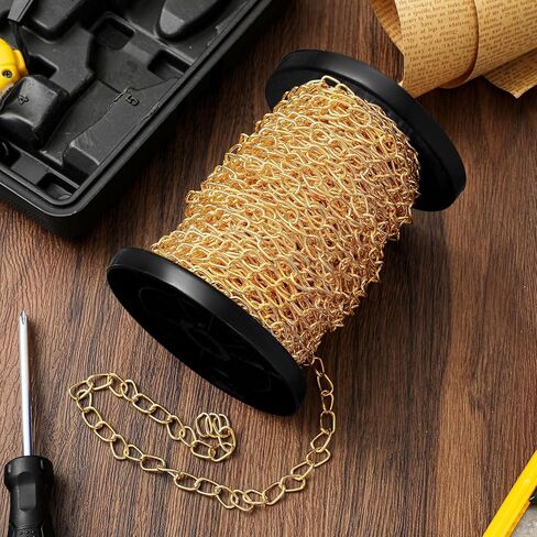 100 ft Jack Chain Galvanized Steel Hanging Chain Link Chain Black Chain Roll Chain Spool Metal Light Fixture Chain for Bird Feeders, Overhead Lights, Artworks, Flowerpots (1.3mm) in Kuwait