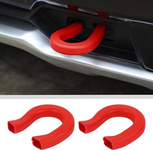 JWWY Bumper Tow Hook Covers Tow Trailer Hitch Receiver Cover Towing Hitch Rubber Sleeve Protector Cover Trim Fit for 2014-2024 Chevy Silverado GMC Sierra Exterior Accessories 2PCS Red in Saudi Arabia