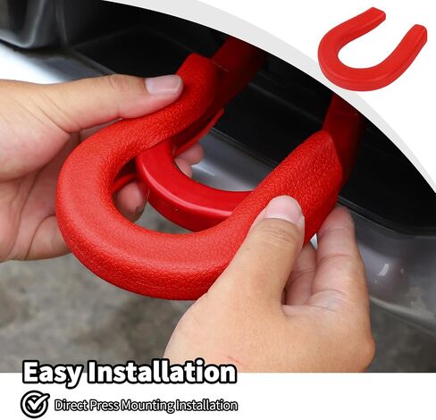 JWWY Bumper Tow Hook Covers Tow Trailer Hitch Receiver Cover Towing Hitch Rubber Sleeve Protector Cover Trim Fit for 2014-2024 Chevy Silverado GMC Sierra Exterior Accessories 2PCS Red in Saudi Arabia