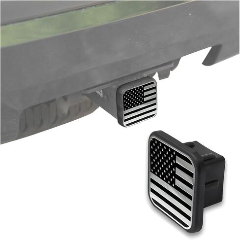 AICEL 2 Inch Trailer Hitch Cover, USA American Flag Plug Cap Fits 2" Receivers, Square Mouth Tow Receiver Tube Dust-Proof Plug Insert Cover, Car Exterior Accessories for Truck Trailer ATV in Kuwait